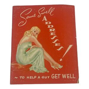 Rare Double Glo Book Pinup Girl Art Some Swell Help Guy Get Well Address Book
